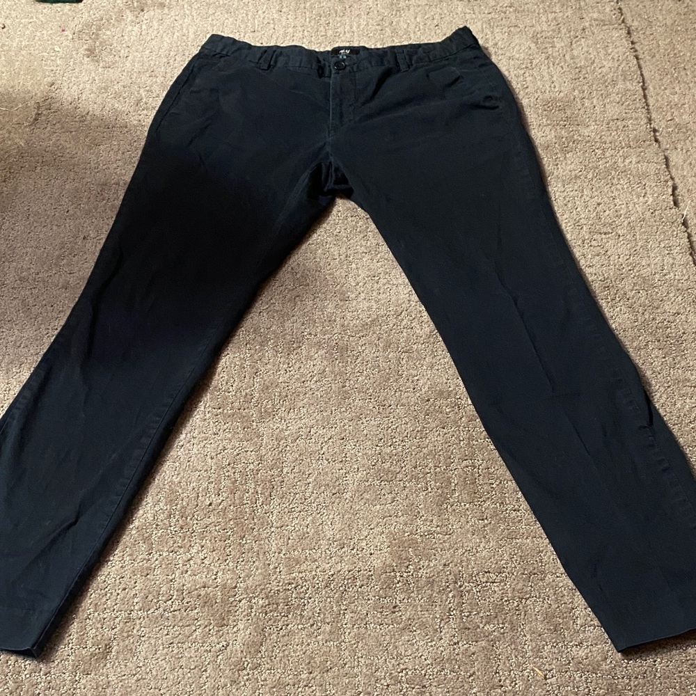H&M Slim Fit Navy Blue 34R Straight Leg Cotton Pant Career
